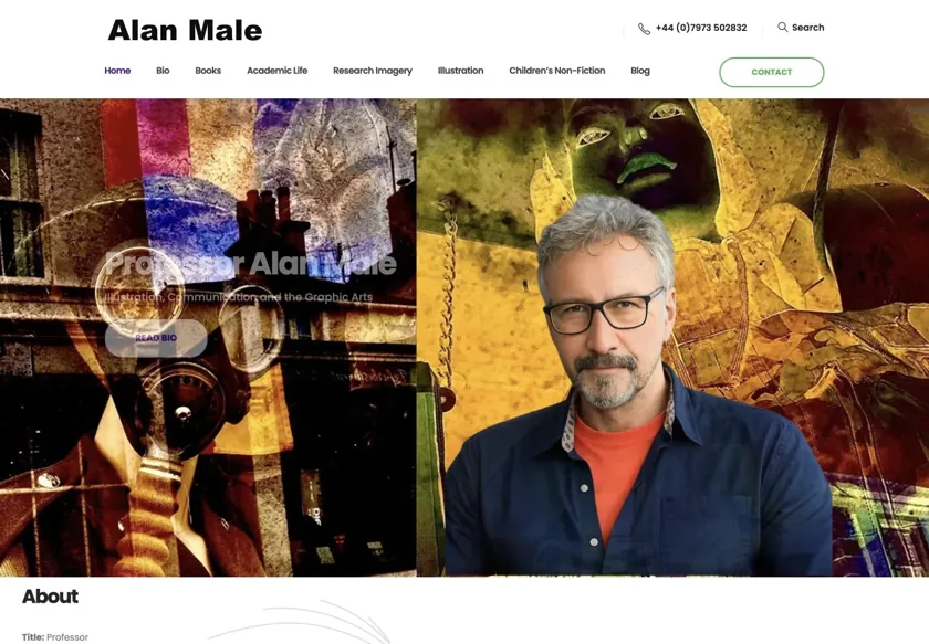 Professor Alan Male website homepage