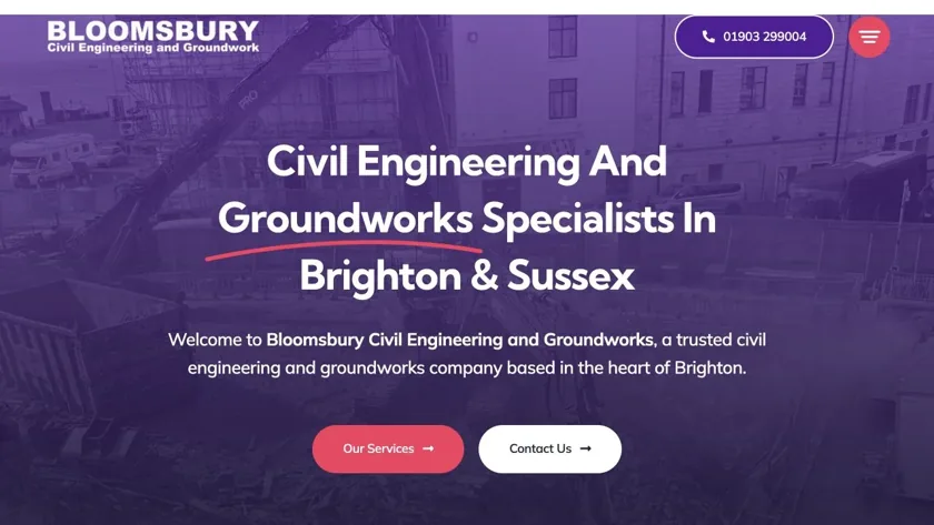 Bloomsbury Civil Engineering website homepage