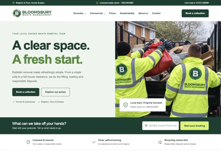 Bloomsbury Waste Management website homepage
