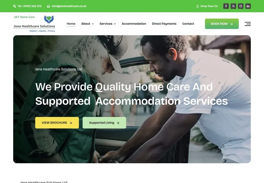 Jena Healthcare Solutions website homepage